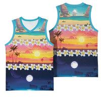 Hawaii Beach Landscape Time-Lapse Basketball Jersey Tropical Plumeria Flowers - Wonder Print Shop