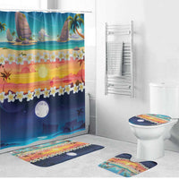 Hawaii Beach Landscape Time-Lapse Bathroom Set Tropical Plumeria Flowers - Wonder Print Shop