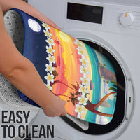 Hawaii Beach Landscape Time-Lapse Bathroom Set Tropical Plumeria Flowers - Wonder Print Shop