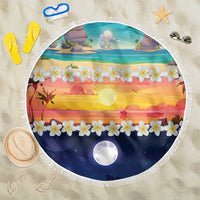 Hawaii Beach Landscape Time-Lapse Beach Blanket Tropical Plumeria Flowers - Wonder Print Shop