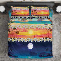 Hawaii Beach Landscape Time-Lapse Bedding Set Tropical Plumeria Flowers - Wonder Print Shop