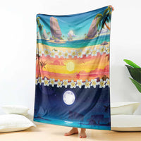 Hawaii Beach Landscape Time-Lapse Blanket Tropical Plumeria Flowers - Wonder Print Shop