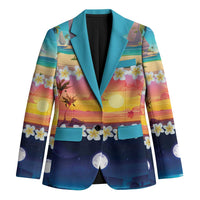 Hawaii Beach Landscape Time-Lapse Blazer Tropical Plumeria Flowers - Wonder Print Shop