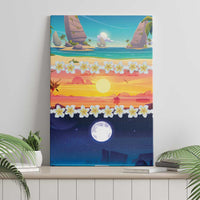 Hawaii Beach Landscape Time-Lapse Canvas Wall Art Tropical Plumeria Flowers - Wonder Print Shop