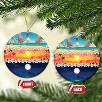 Hawaii Beach Landscape Time-Lapse Ceramic Ornament Tropical Plumeria Flowers - Wonder Print Shop