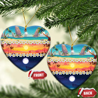 Hawaii Beach Landscape Time-Lapse Ceramic Ornament Tropical Plumeria Flowers - Wonder Print Shop