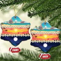 Hawaii Beach Landscape Time-Lapse Ceramic Ornament Tropical Plumeria Flowers - Wonder Print Shop