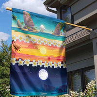 Hawaii Beach Landscape Time-Lapse Garden Flag Tropical Plumeria Flowers - Wonder Print Shop