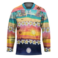 Hawaii Beach Landscape Time-Lapse Hockey Jersey Tropical Plumeria Flowers - Wonder Print Shop