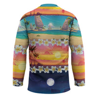 Hawaii Beach Landscape Time-Lapse Hockey Jersey Tropical Plumeria Flowers - Wonder Print Shop