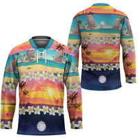 Hawaii Beach Landscape Time-Lapse Hockey Jersey Tropical Plumeria Flowers - Wonder Print Shop