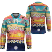 Hawaii Beach Landscape Time-Lapse Hockey Jersey Tropical Plumeria Flowers - Wonder Print Shop