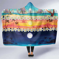 Hawaii Beach Landscape Time-Lapse Hooded Blanket Tropical Plumeria Flowers - Wonder Print Shop