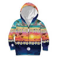 Hawaii Beach Landscape Time-Lapse Kid Hoodie Tropical Plumeria Flowers - Wonder Print Shop