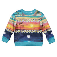 Hawaii Beach Landscape Time-Lapse Kid Ugly Christmas Sweater Tropical Plumeria Flowers - Wonder Print Shop