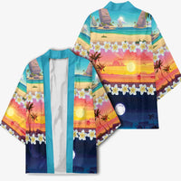 Hawaii Beach Landscape Time-Lapse Kimono Tropical Plumeria Flowers - Wonder Print Shop