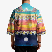 Hawaii Beach Landscape Time-Lapse Kimono Tropical Plumeria Flowers - Wonder Print Shop
