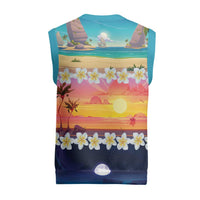 Hawaii Beach Landscape Time-Lapse Christmas Knitted V-Neck Vest Tropical Plumeria Flowers - Wonder Print Shop