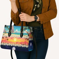 Hawaii Beach Landscape Time-Lapse Leather Bag Tropical Plumeria Flowers - Wonder Print Shop