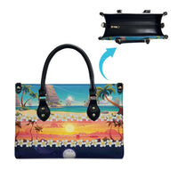 Hawaii Beach Landscape Time-Lapse Leather Bag Tropical Plumeria Flowers - Wonder Print Shop