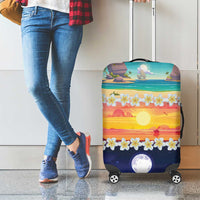 Hawaii Beach Landscape Time-Lapse Luggage Cover Tropical Plumeria Flowers - Wonder Print Shop