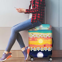 Hawaii Beach Landscape Time-Lapse Luggage Cover Tropical Plumeria Flowers - Wonder Print Shop