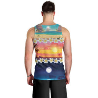 Hawaii Beach Landscape Time-Lapse Men Tank Top Tropical Plumeria Flowers - Wonder Print Shop