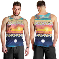Hawaii Beach Landscape Time-Lapse Men Tank Top Tropical Plumeria Flowers - Wonder Print Shop