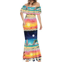Hawaii Beach Landscape Time-Lapse Mermaid Dress Tropical Plumeria Flowers - Wonder Print Shop