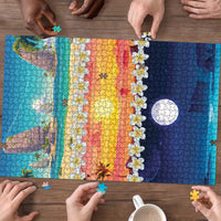 Hawaii Beach Landscape Time-Lapse Puzzle Tropical Plumeria Flowers - Wonder Print Shop