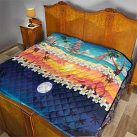 Hawaii Beach Landscape Time-Lapse Quilt Tropical Plumeria Flowers - Wonder Print Shop