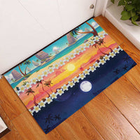 Hawaii Beach Landscape Time-Lapse Rubber Doormat Tropical Plumeria Flowers - Wonder Print Shop