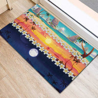 Hawaii Beach Landscape Time-Lapse Rubber Doormat Tropical Plumeria Flowers - Wonder Print Shop