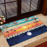 Hawaii Beach Landscape Time-Lapse Rubber Doormat Tropical Plumeria Flowers - Wonder Print Shop