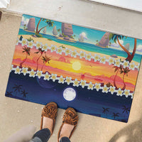Hawaii Beach Landscape Time-Lapse Rubber Doormat Tropical Plumeria Flowers - Wonder Print Shop