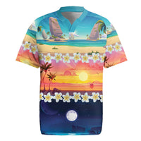 Hawaii Beach Landscape Time-Lapse Rugby Jersey Tropical Plumeria Flowers - Wonder Print Shop