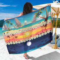 Hawaii Beach Landscape Time-Lapse Sarong Tropical Plumeria Flowers - Wonder Print Shop