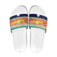 Hawaii Beach Landscape Time-Lapse Slide Sandals Tropical Plumeria Flowers - Wonder Print Shop