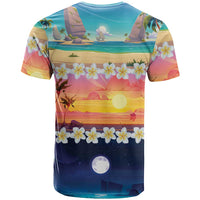 Hawaii Beach Landscape Time-Lapse T Shirt Tropical Plumeria Flowers - Wonder Print Shop