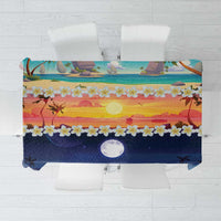 Hawaii Beach Landscape Time-Lapse Tablecloth Tropical Plumeria Flowers - Wonder Print Shop
