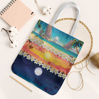 Hawaii Beach Landscape Time-Lapse Tote Bag Tropical Plumeria Flowers - Wonder Print Shop