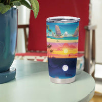 Hawaii Beach Landscape Time-Lapse Tumbler Cup Tropical Plumeria Flowers - Wonder Print Shop
