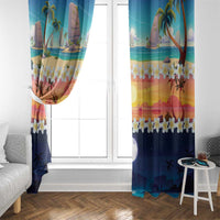 Hawaii Beach Landscape Time-Lapse Window Curtain Tropical Plumeria Flowers - Wonder Print Shop