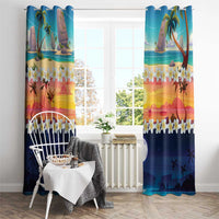 Hawaii Beach Landscape Time-Lapse Window Curtain Tropical Plumeria Flowers - Wonder Print Shop
