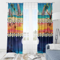 Hawaii Beach Landscape Time-Lapse Window Curtain Tropical Plumeria Flowers - Wonder Print Shop