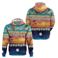Hawaii Beach Landscape Time-Lapse Zip Hoodie Tropical Plumeria Flowers - Wonder Print Shop