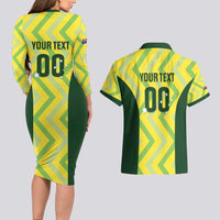 Australia Socceroos 2025 Couples Matching Long Sleeve Bodycon Dress and Hawaiian Shirt Forever Golden - Wonder Print Shop