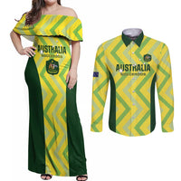 Australia Socceroos 2025 Couples Matching Off Shoulder Maxi Dress and Long Sleeve Button Shirt Forever Golden - Wonder Print Shop
