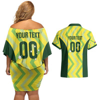 Australia Socceroos 2025 Couples Matching Off Shoulder Short Dress and Hawaiian Shirt Forever Golden - Wonder Print Shop