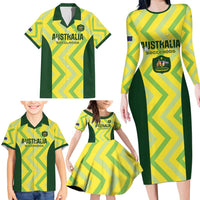 Australia Socceroos 2025 Family Matching Long Sleeve Bodycon Dress and Hawaiian Shirt Forever Golden - Wonder Print Shop